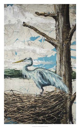 Framed Midway Heron I Print