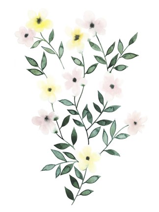 Framed Trellis Flowers I Print