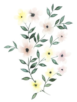 Framed Trellis Flowers II Print