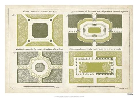 Framed European Garden Design I Print
