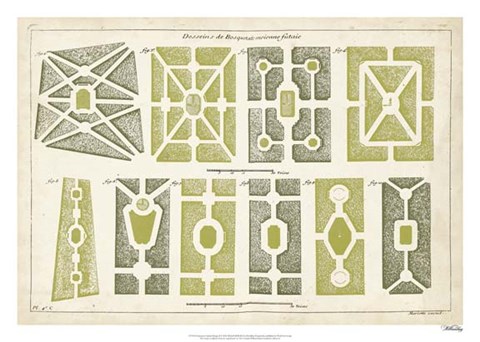 Framed European Garden Design II Print