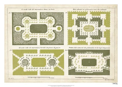 Framed European Garden Design III Print