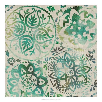 Framed Moss Medallions I Print