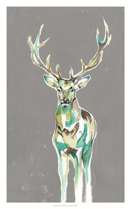 Framed Solitary Deer II Print