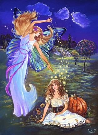 Framed Cinderella And Fairy Godmother Print