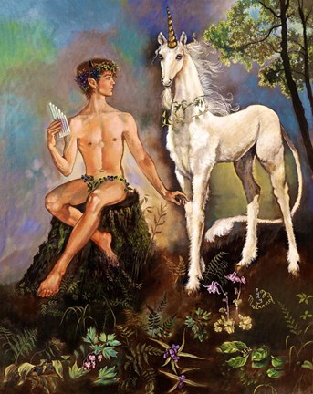 Framed Pan And Unicorn Print