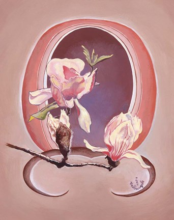 Framed Art Deco Magnolias Print