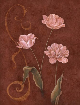 Framed Tulips With Scroll 1 Print
