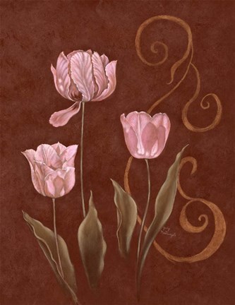 Framed Tulips With Scroll 2 Print
