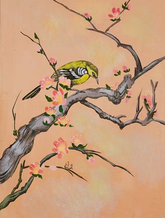 Framed Bird In Cherry Tree Print