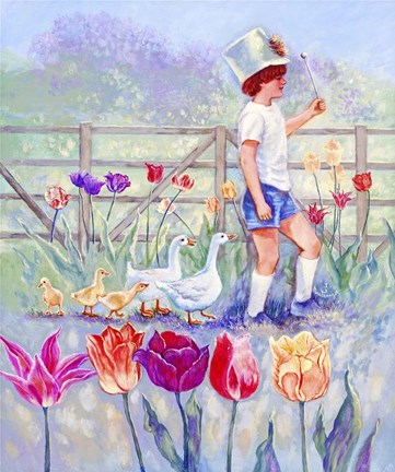 Framed Tulips Garden Gates Print