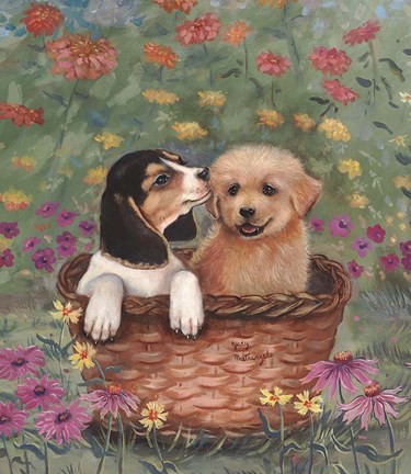 Framed Beagle And Golden Retriever Print