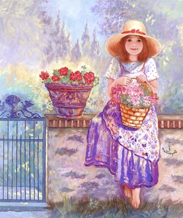 Framed Geraniums - Garden Gates Print