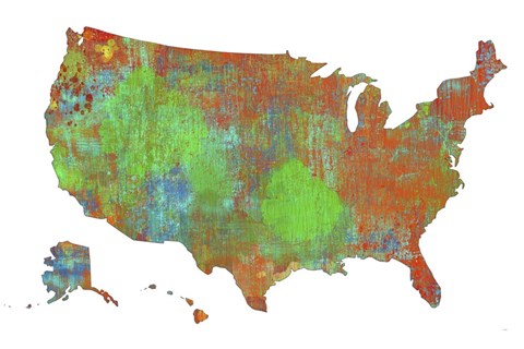 Framed U.S.A. Map 4 Print