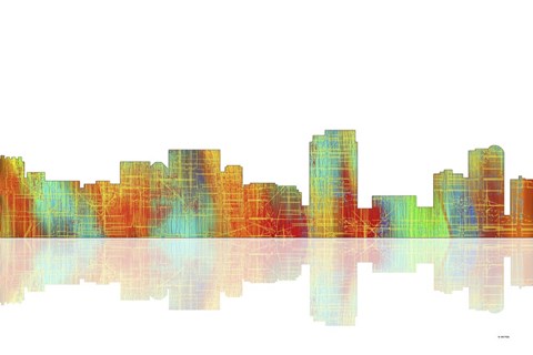 Framed Honolulu Hawaii Skyline 1 Print