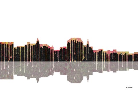 Framed Augusta Maine Skyline BW 1 Print