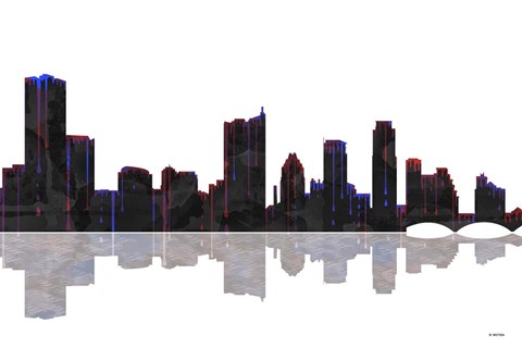 Framed Austin Texas Skyline BW 1 Print