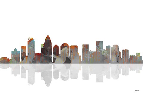 Framed Charlotte NC Skyline BW 1 Print