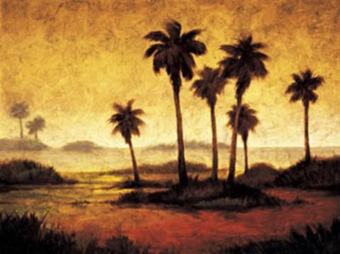 Framed Sunset Palms I Print