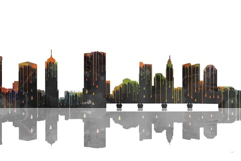 Framed Columbus Ohio Skyline BW 1 Print