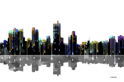 Framed Fort Worth Texas Skyline BW 1 Print