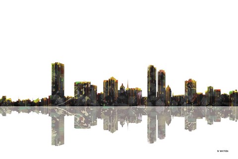 Framed Milwaukee Wisconsin Skyline BW 1 Print