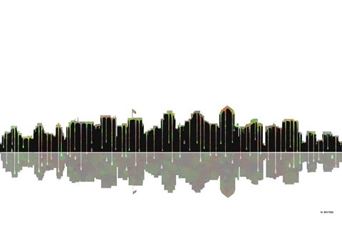 Framed San Diego California Skyline BW 1 Print