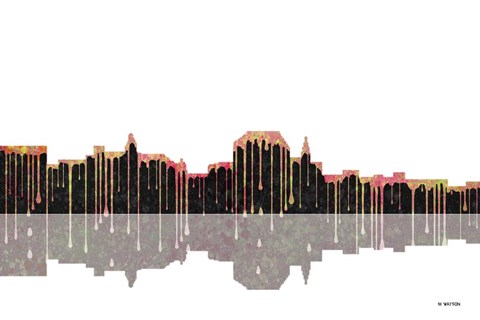 Framed Augusta Maine Skyline BW 1 Print