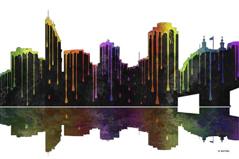 Framed Cincinnati Ohio Skyline BW 1 Print