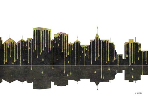 Framed Oakland California Skyline BW 1 Print