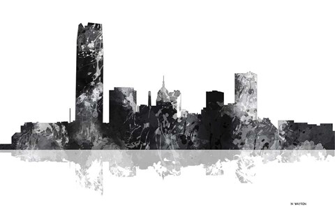 Framed Oklahoma City Oklahoma Skyline BG 1 Print