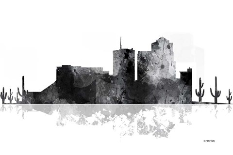 Framed Tucson Arizona Skyline BG 1 Print