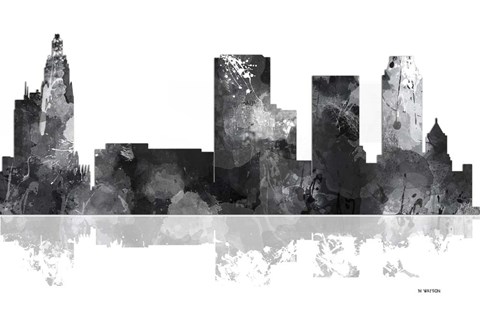 Framed Tulsa Oklahoma Skyline BG 1 Print