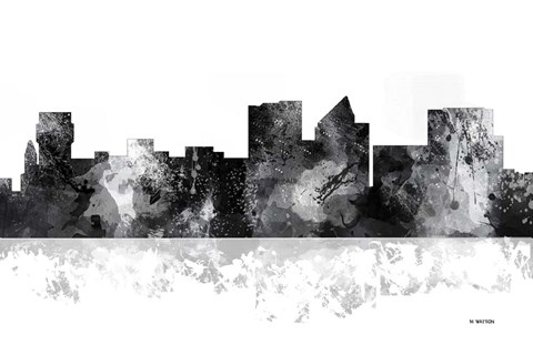 Framed Wichita Kansas Skyline BG 1 Print