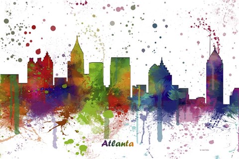 Framed Atlanta Georgia skyline Multi Colored 1 Print