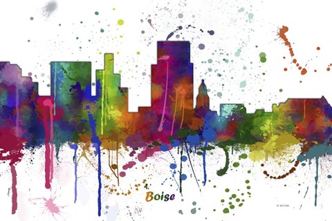 Framed Boise Idaho Skyline Multi Colored 1 Print