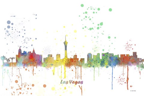 Framed Las Vegas Nevada Skyline Multi Colored 1 Print