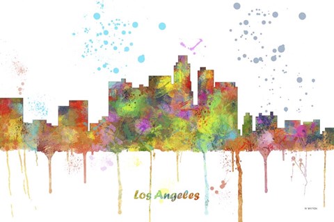 Framed Los Angeles California Skyline Multi Colored 1 Print