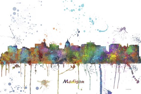 Framed Madison Wisconsin Skyline Multi Colored 1 Print