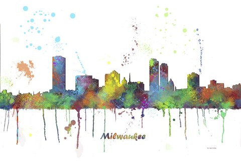 Framed Milwaukee Wisconsin Skyline Multi Colored 1 Print
