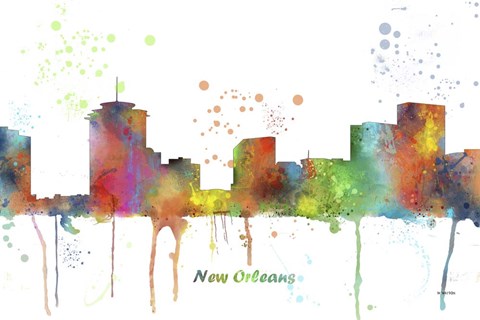 Framed New Orleans Louisiana Skyline Multi Colored 1 Print