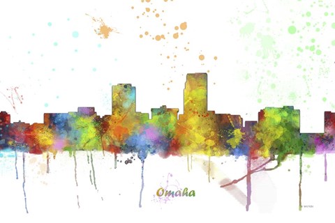 Framed Omaha Nebraska Skyline Multi Colored 1 Print