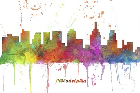Framed Philadelphia Pennsylvania Skyline Multi Colored 1 Print