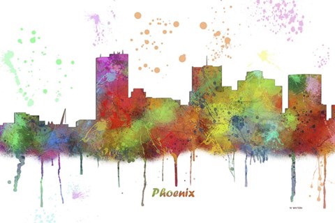 Framed Phoenix Arizona Skyline Multi Colored 1 Print