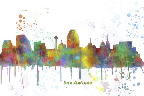 Framed San Antonio Texas Skyline Multi Colored 1 Print