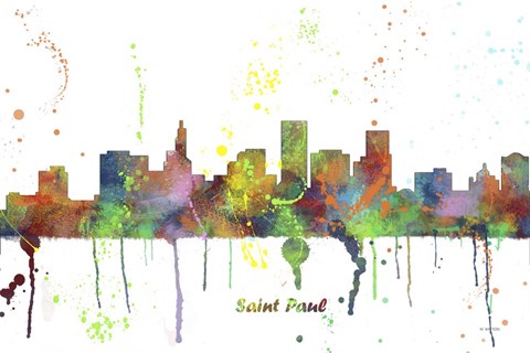 Framed St Paul Minnesota Skyline Multi Colored 1 Print