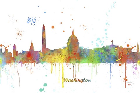 Framed Washington DC Skyline Multi Colored 1 Print