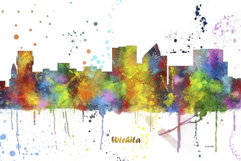 Framed Wichita Kansas Skyline Multi Colored 1 Print