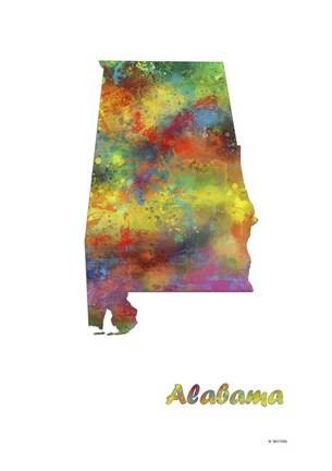 Framed Alabama State Map 1 Print