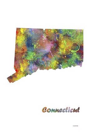 Framed Connecticut State Map 1 Print